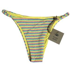NWT Toast Stitch Bikini Bottom, Rainbow‎ Stripe, Ribbed, Size XS